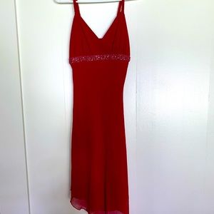 Red cocktail dress.